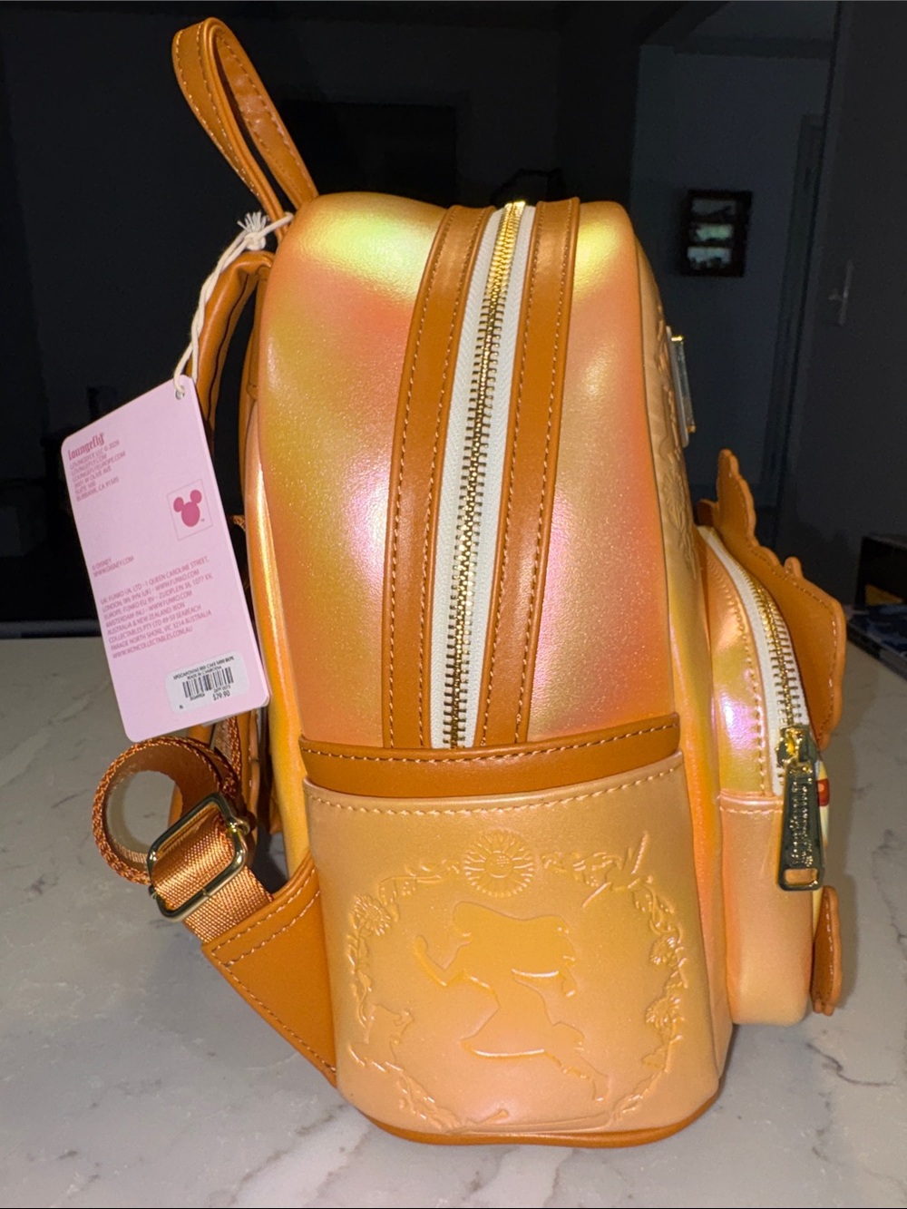 Loungefly Pocahontas Iridescent Orange Sunflower Cake Backpack - Picture 2 of 7